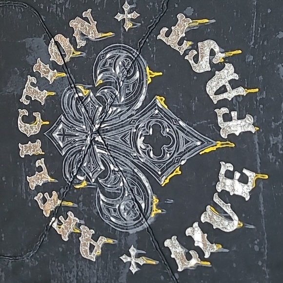 AFFLICTION LIVE FAST SILVER FOIL BLACK LAVA WASH TEE-SHIRT - Picture 2 of 16